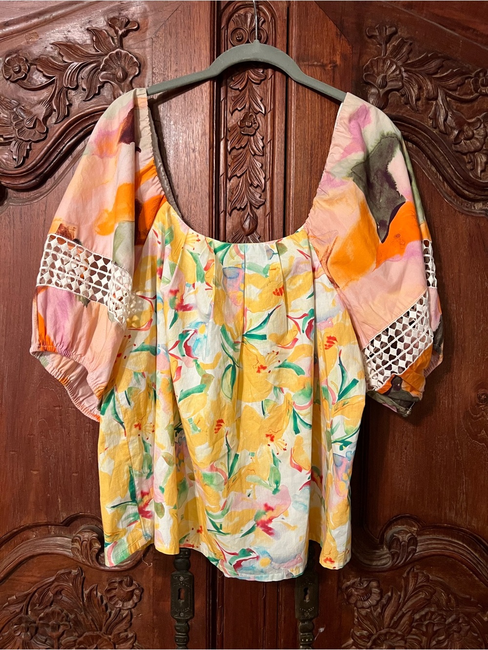 French Connection Isadora Patch Organic Poplin Woven Top size M